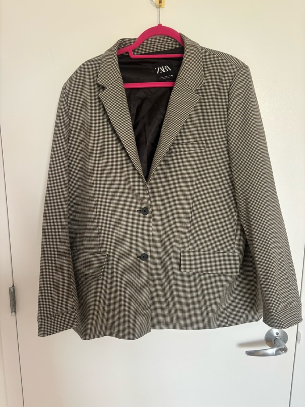 ZARA Black & White Micro-Check Blazer